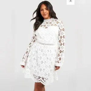 agrace ruffled lace mini dress Ruffled Lace-Up A-Line Mini Dress in Primrose Floral Print - 4 main image 1
